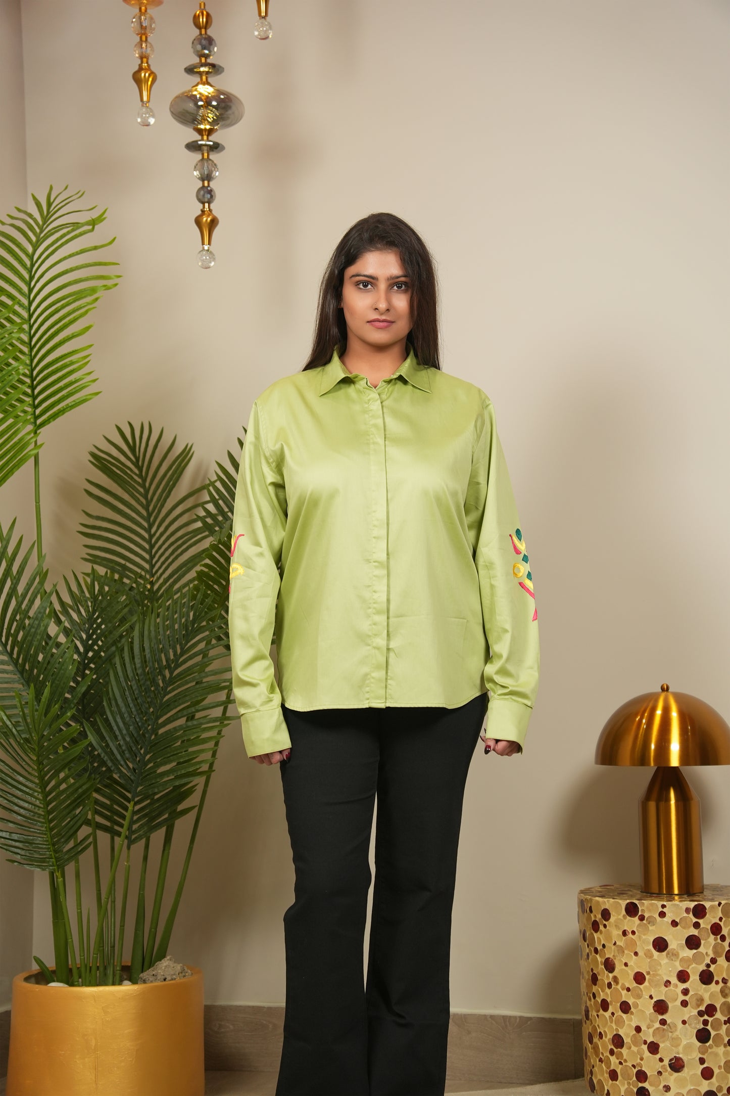 Haryali Heer Women's Green Phulkari Shirt