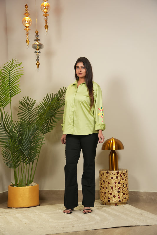 Haryali Heer Women's Green Phulkari Shirt